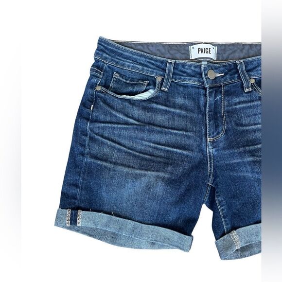 PAIGE GRANT SHORT WOMENS DENIM JEAN SHORTS SIZE 27 DARK WASH SUMMER CASUAL - Picture 3 of 7